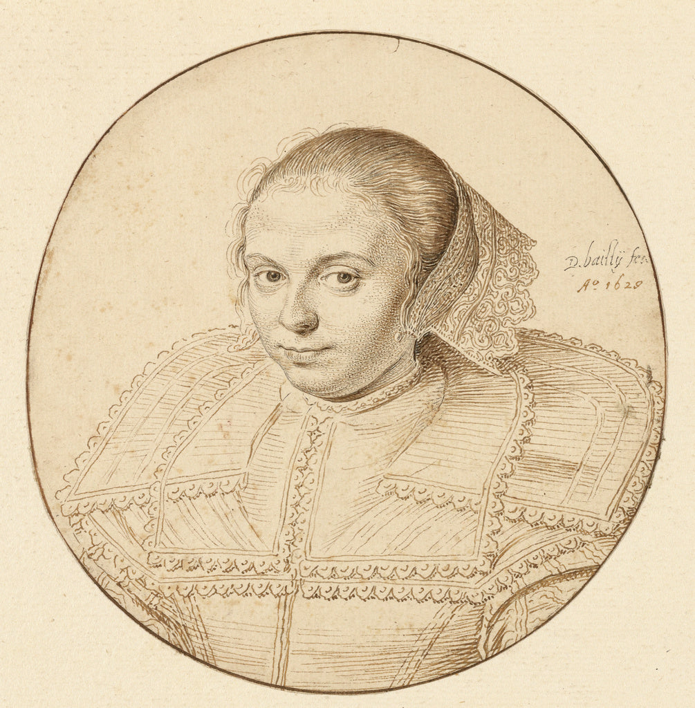 David Bailly:Portrait of a Woman, Poster Print Wall Art