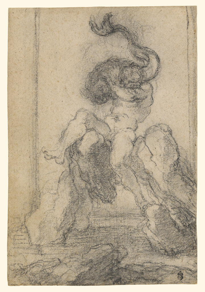 Gian Lorenzo Bernini:A Marine God with a Dolphin, Poster Print Wall Art
