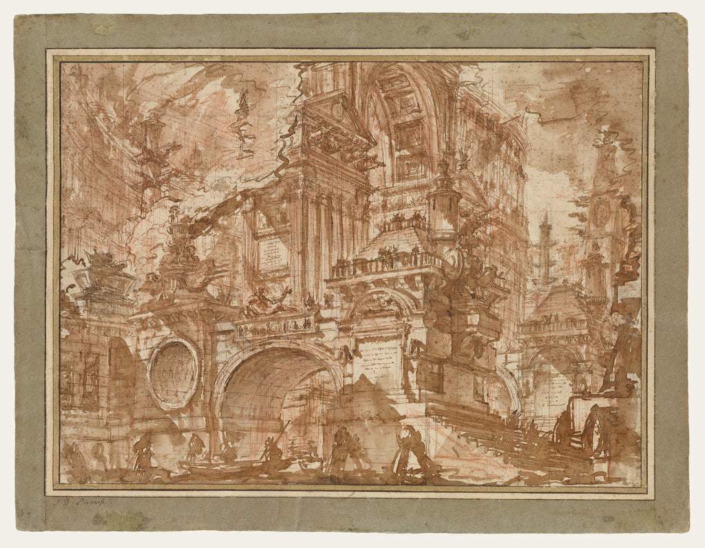 Giovanni Battista Piranesi:An Ancient Port, Poster Print Wall Art
