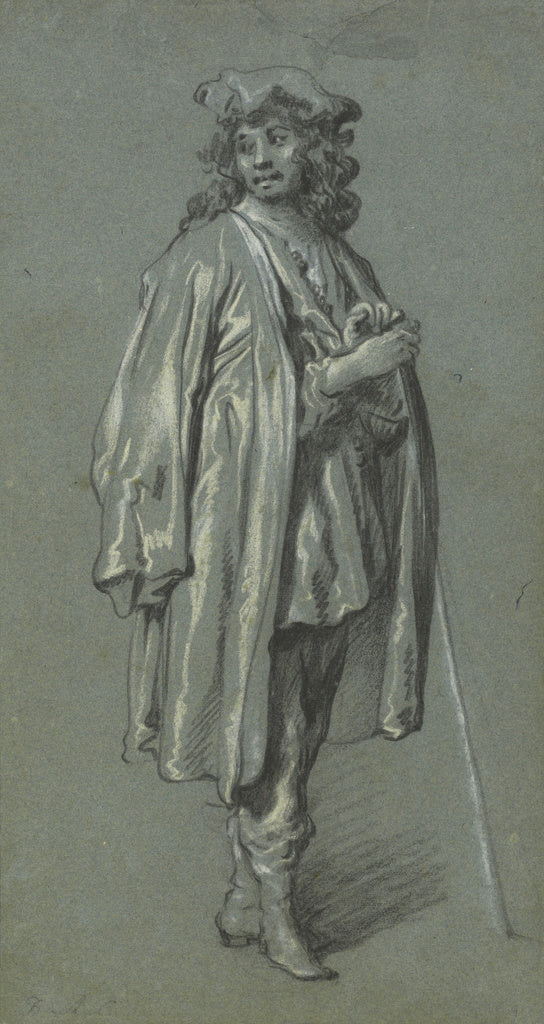 Govaert Flinck:A Young Man Standing, Poster Print Wall Art