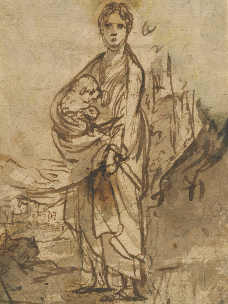 Adam Elsheimer:Saint Agnes (recto); Figure Studies (verso), Poster Print Wall Art