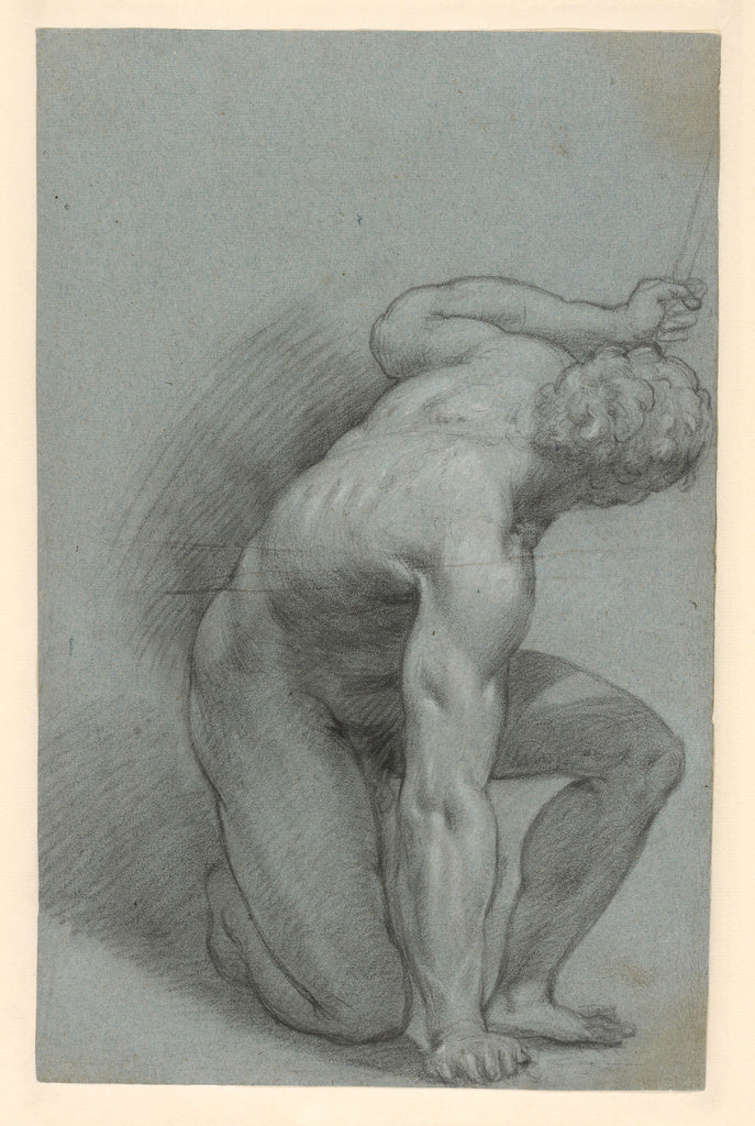 Agostino Carracci:Kneeling Figure (recto); Reclining Figure , Poster Print Wall Art