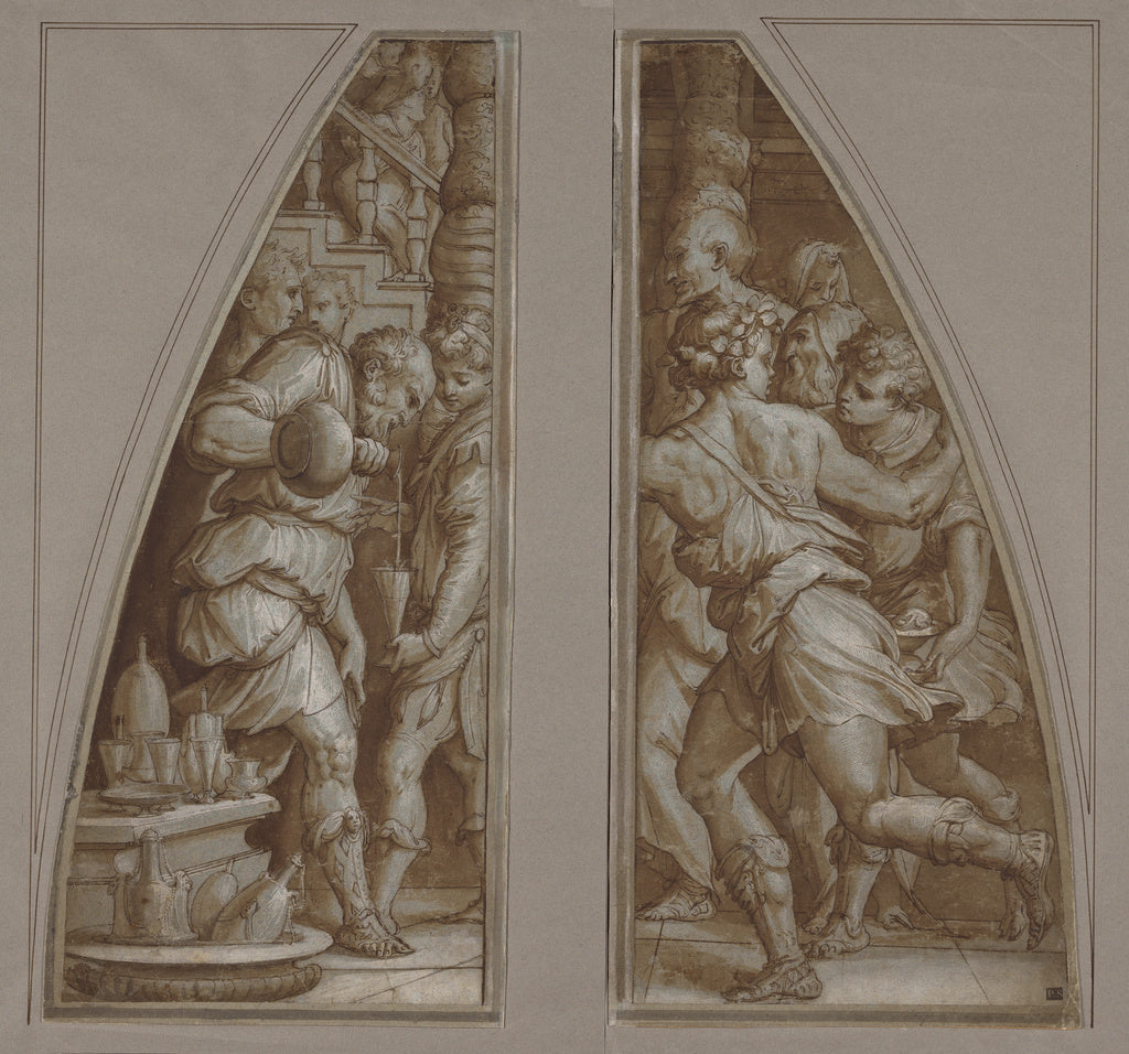 Giorgio Vasari:"Bearded Man Filling a Glass" and "Youth Runn,16x12"(A3)Poster