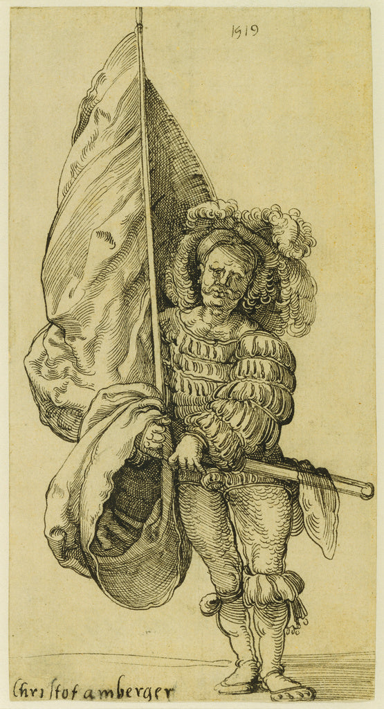Sebald Beham:A Standard Bearer, Poster Print Wall Art
