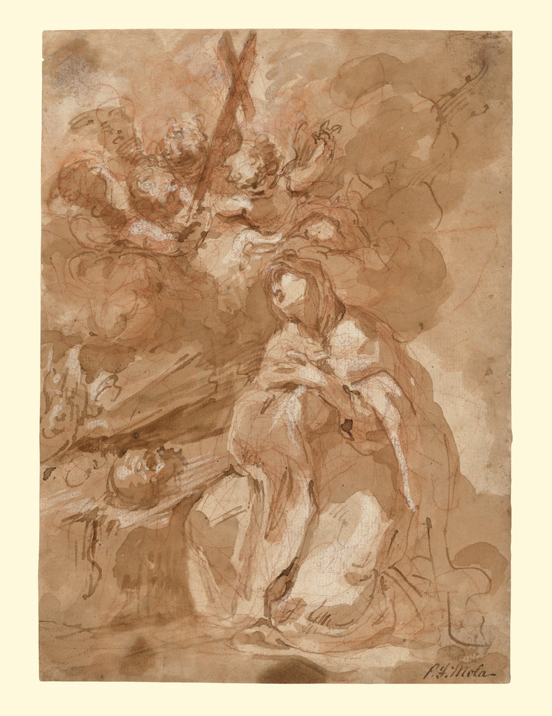 Giovanni Antonio GuardiAttributed to:A Female Saint Contempl, Poster Print Wall Art