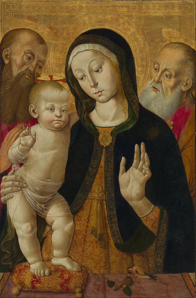 Bernardino Fungai , 1460 - 1516):Madonna and Child with Two , Poster Print Wall Art