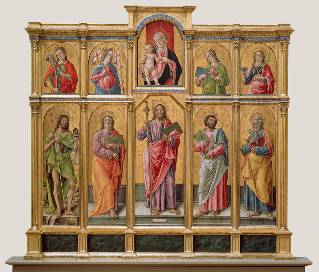Bartolomeo Vivarini , about 1432 - 1499):Polyptych with Sain, Poster Print Wall Art