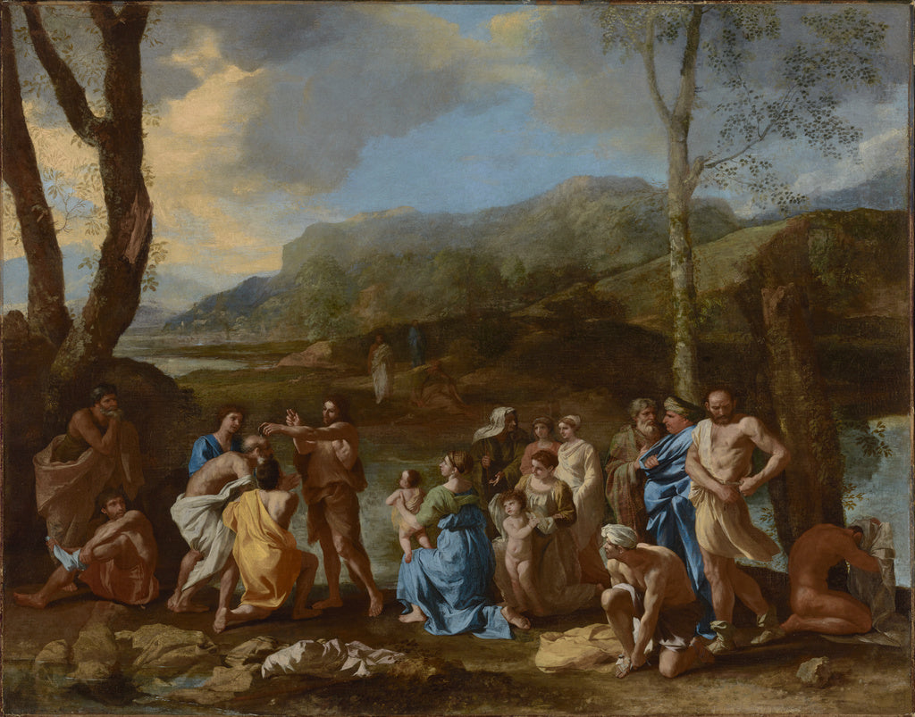 Nicolas Poussin:Saint John Baptizing in the River Jordan, Poster Print Wall Art
