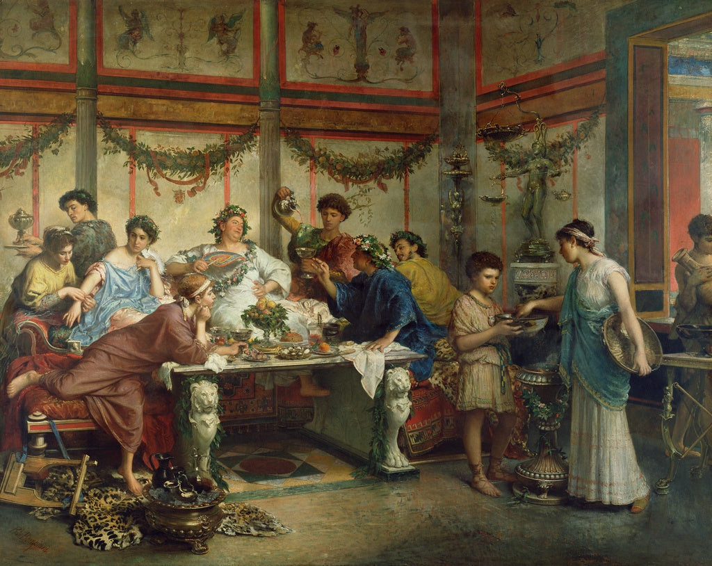 Roberto Bompiani , 1821 - 1908):A Roman Feast, Poster Print Wall Art