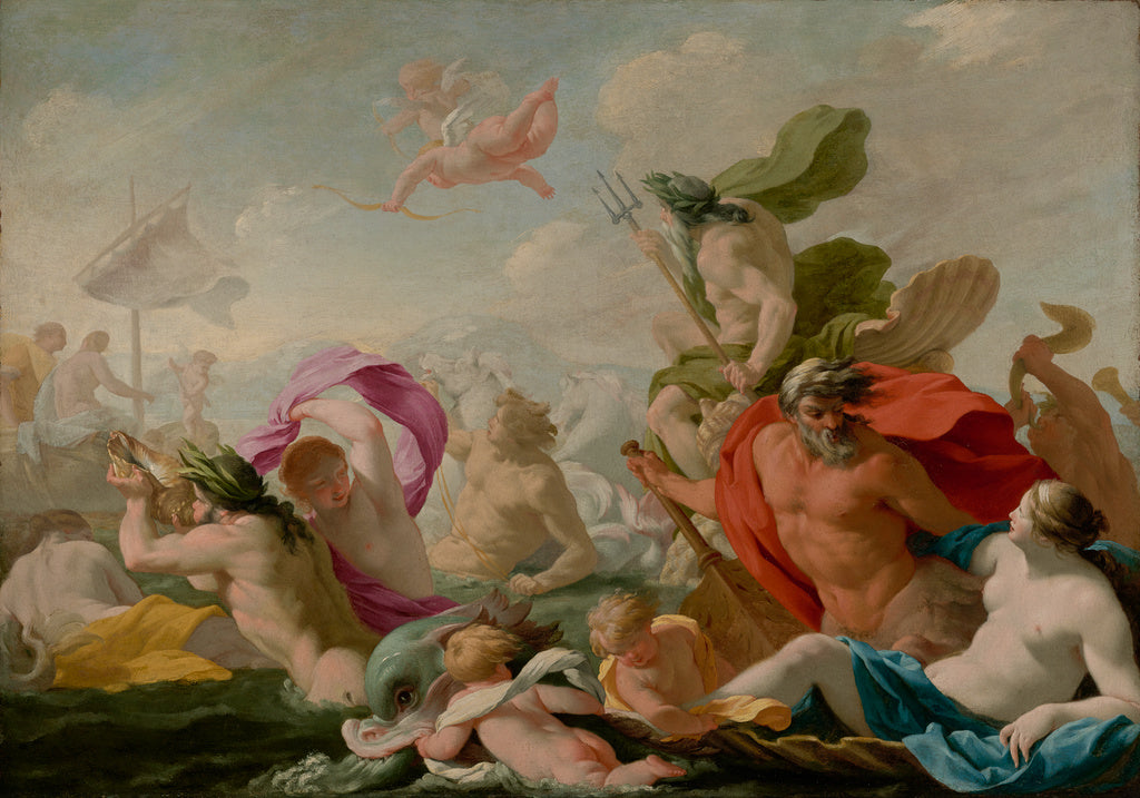 Eustache Le Sueur:Marine Gods Paying Homage to Love, Poster Print Wall Art