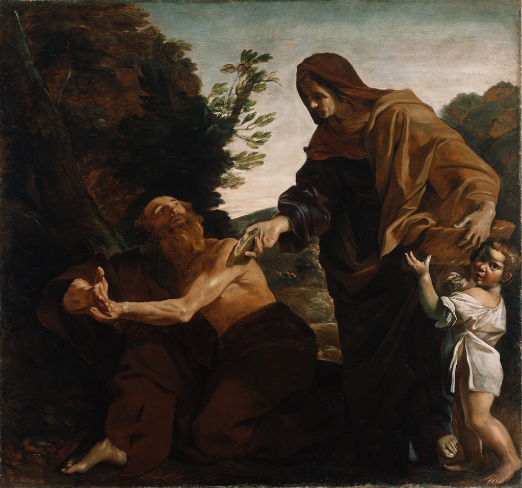 Giovanni Lanfranco:Elijah Receiving Bread from the Widow of , Poster Print Wall Art
