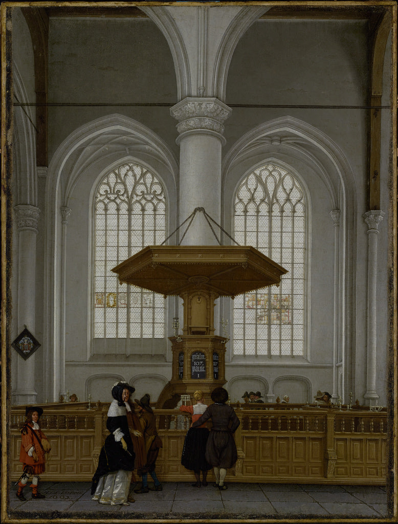 Anthonie De Lorme:Interior of the Laurenskerk at Rotterdam, Poster Print Wall Art
