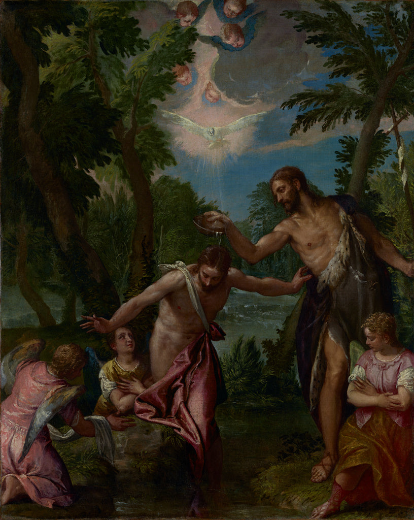 Paolo Veronese and workshop:The Baptism of Christ, Poster Print Wall Art