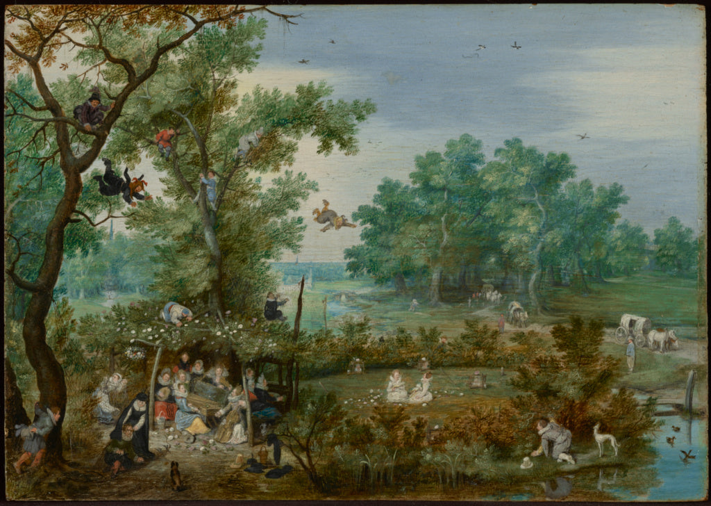 Adriaen van de Venne:Merry Company in an Arbor, Poster Print Wall Art