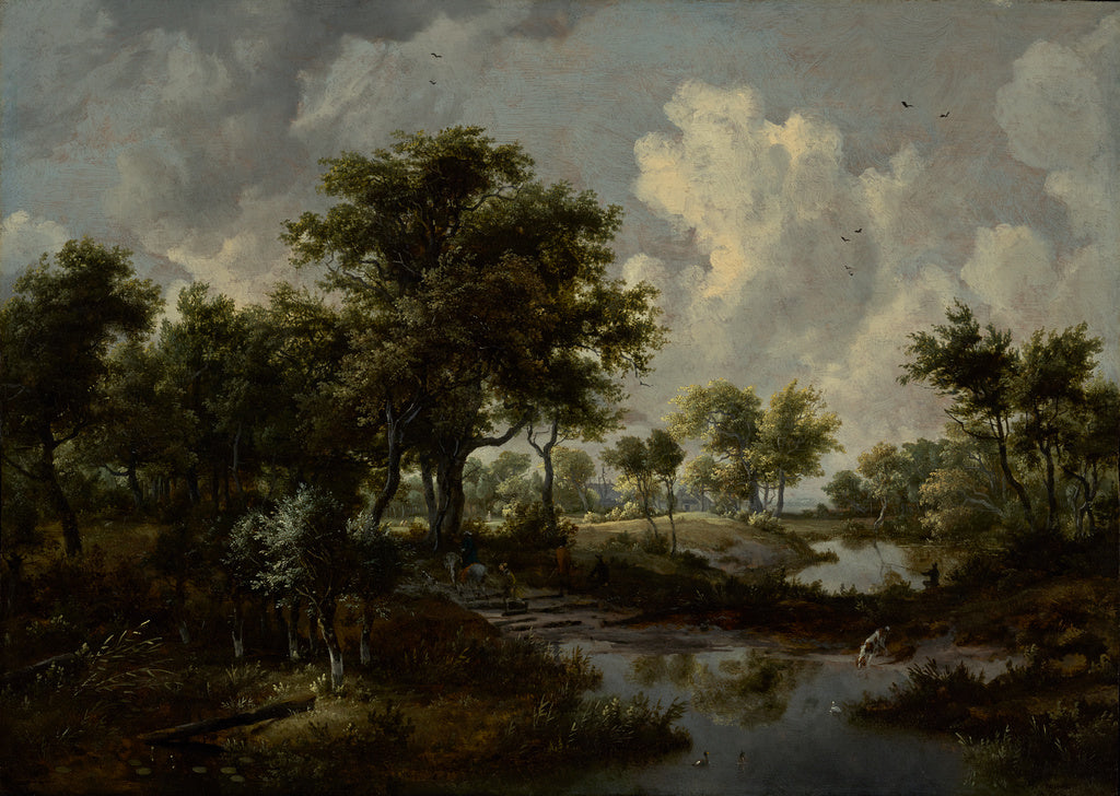 Meindert Hobbema:A Wooded Landscape, Poster Print Wall Art