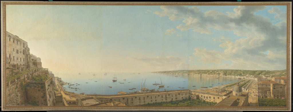 Giovanni Battista Lusieri:A View of the Bay of Naples, Looki, Poster Print Wall Art