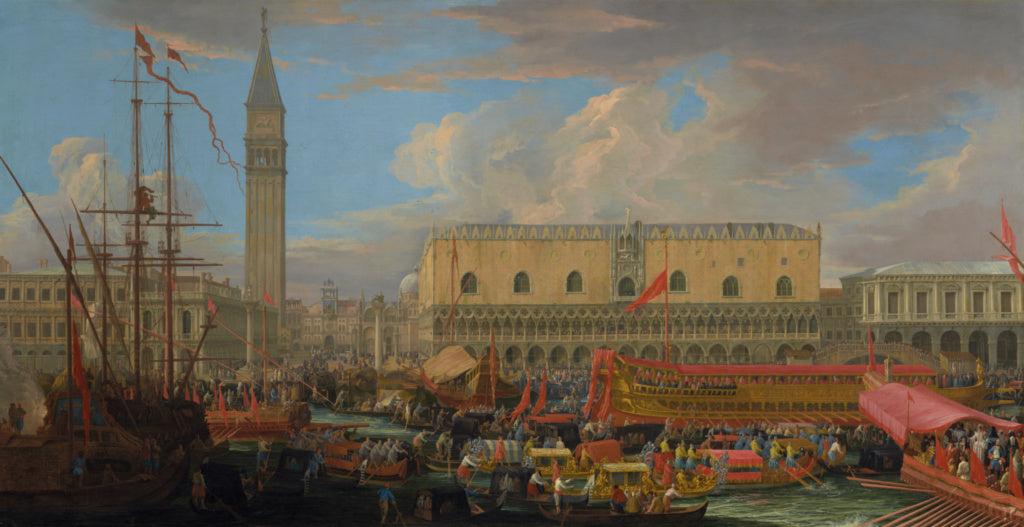 Luca Carlevarijs:The Bucintoro Departing from the Bacino di , Poster Print Wall Art