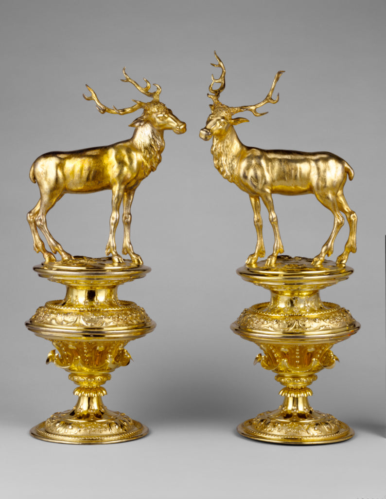 Johann Ludwig Biller the Elder:Pair of Stags, Poster Print Wall Art