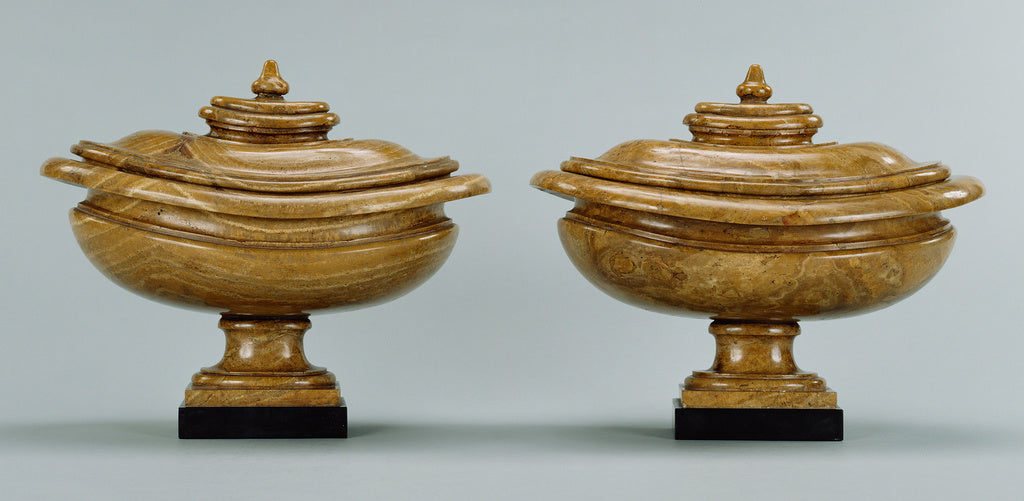 Unknown:Pair of lidded alabaster vases, Poster Print Wall Art
