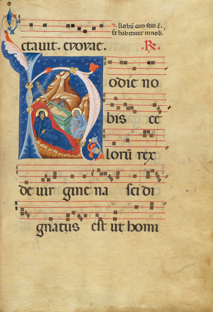Master of Gerona:Initial H: The Nativity, Poster Print Wall Art
