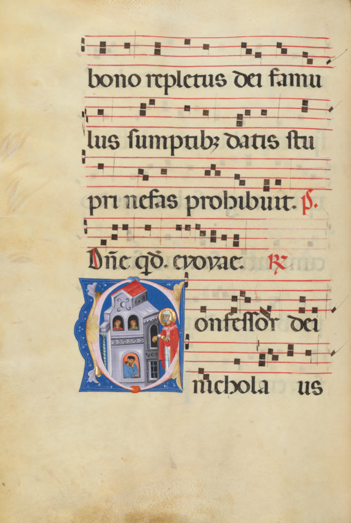 Master of Gerona:Initial C: Saint Nicholas, Poster Print Wall Art