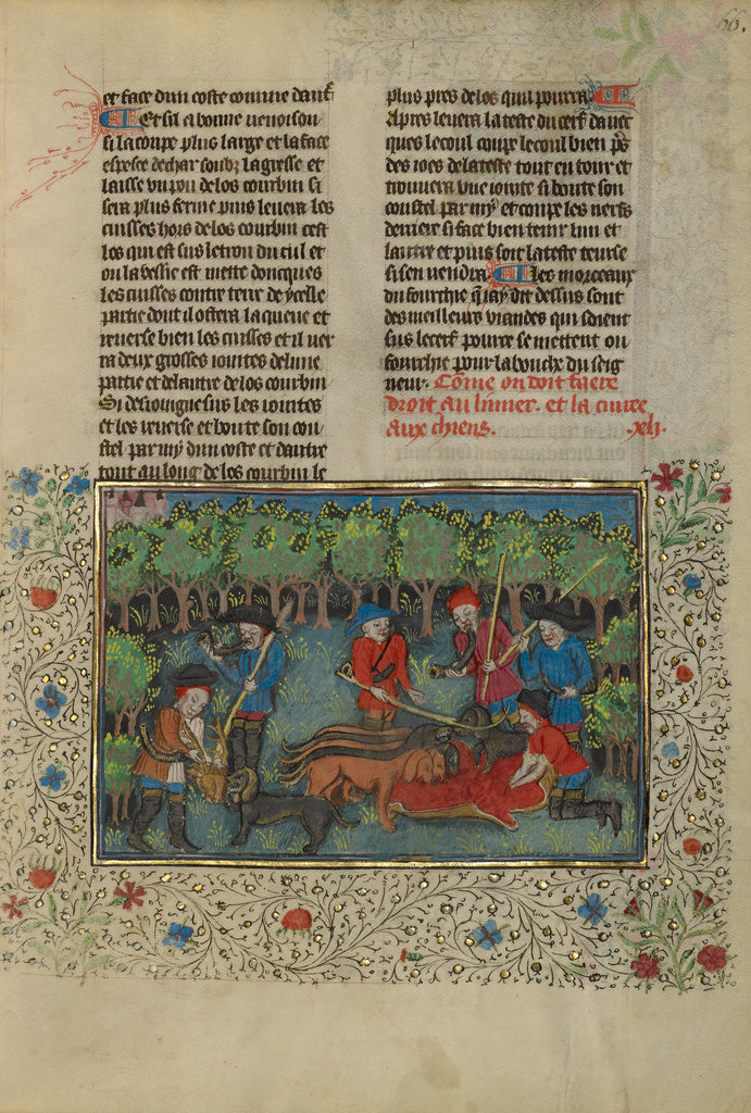 Unknown:Hunters Feeding a Deer's Remains to Dogs, Poster Print Wall Art
