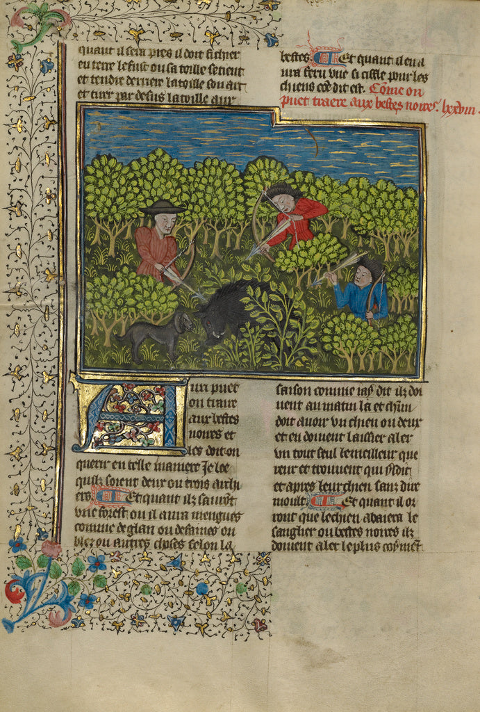 Unknown:Archers Shooting at a Wild Boar, Poster Print Wall Art