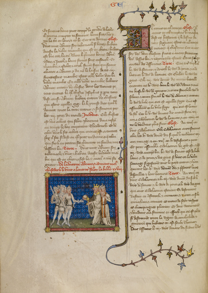 Master of Jean de Mandeville:Abraham and Melchizedek, Poster Print Wall Art