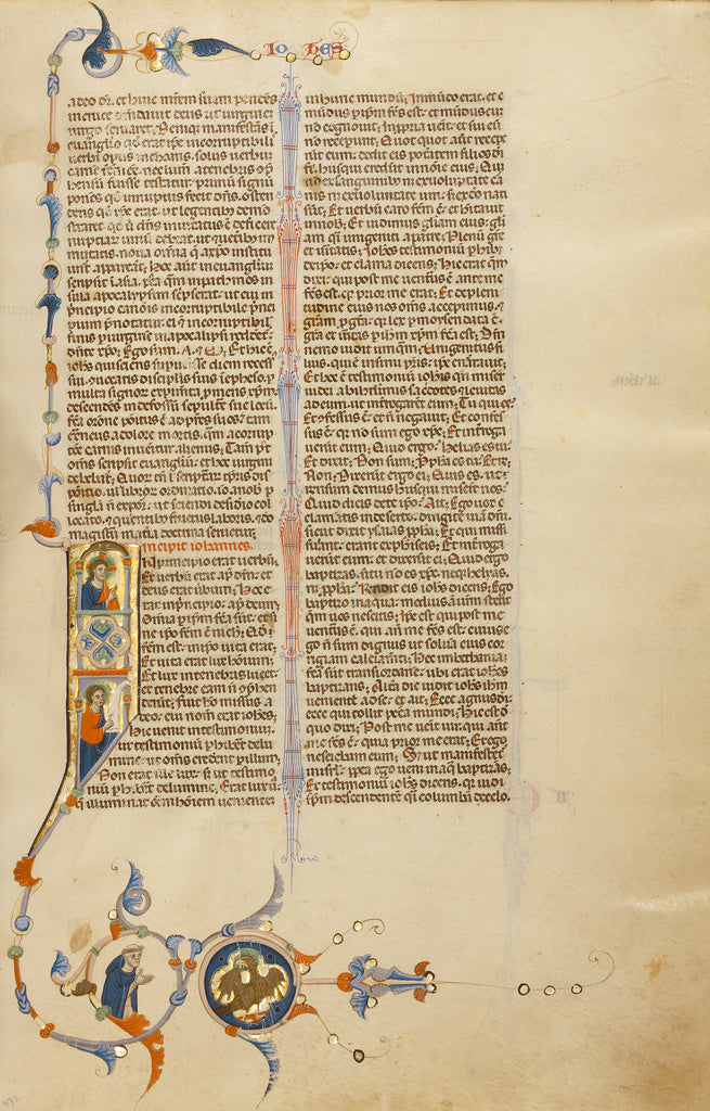 Unknown:Initial I: Christ and Saint John the Evangelist, Poster Print Wall Art