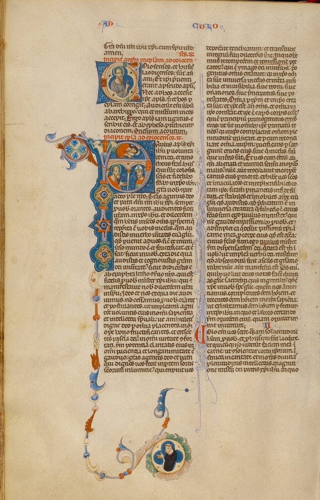 Unknown:Initial P: Saint Paul Speaking to a Bishop, Poster Print Wall Art