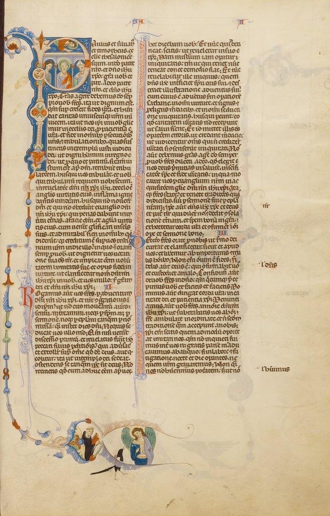 Unknown:Initial P: Saint Paul with a Bishop and a Messenger, Poster Print Wall Art