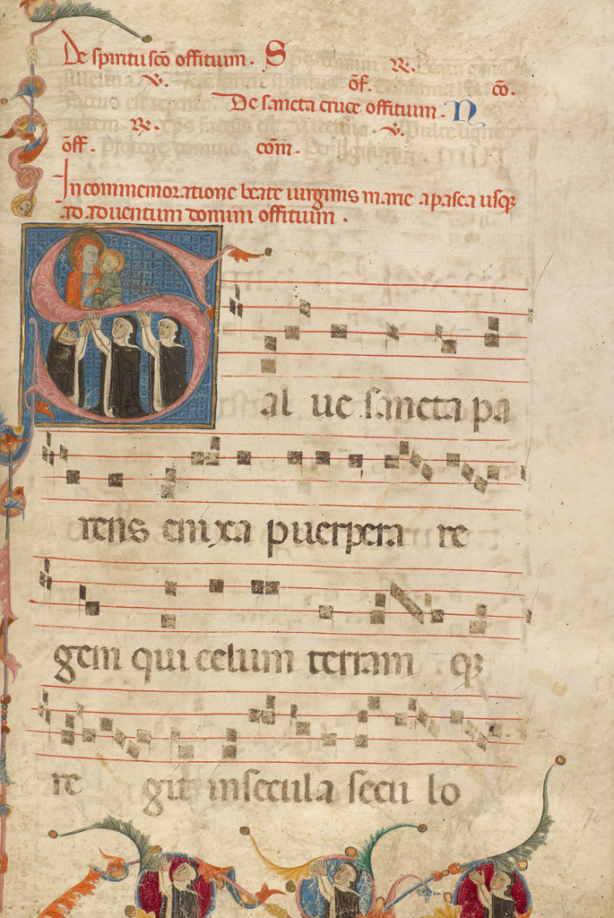 Jacobellus of Salerno:Initial S: The Virgin and Two Dominica, Poster Print Wall Art