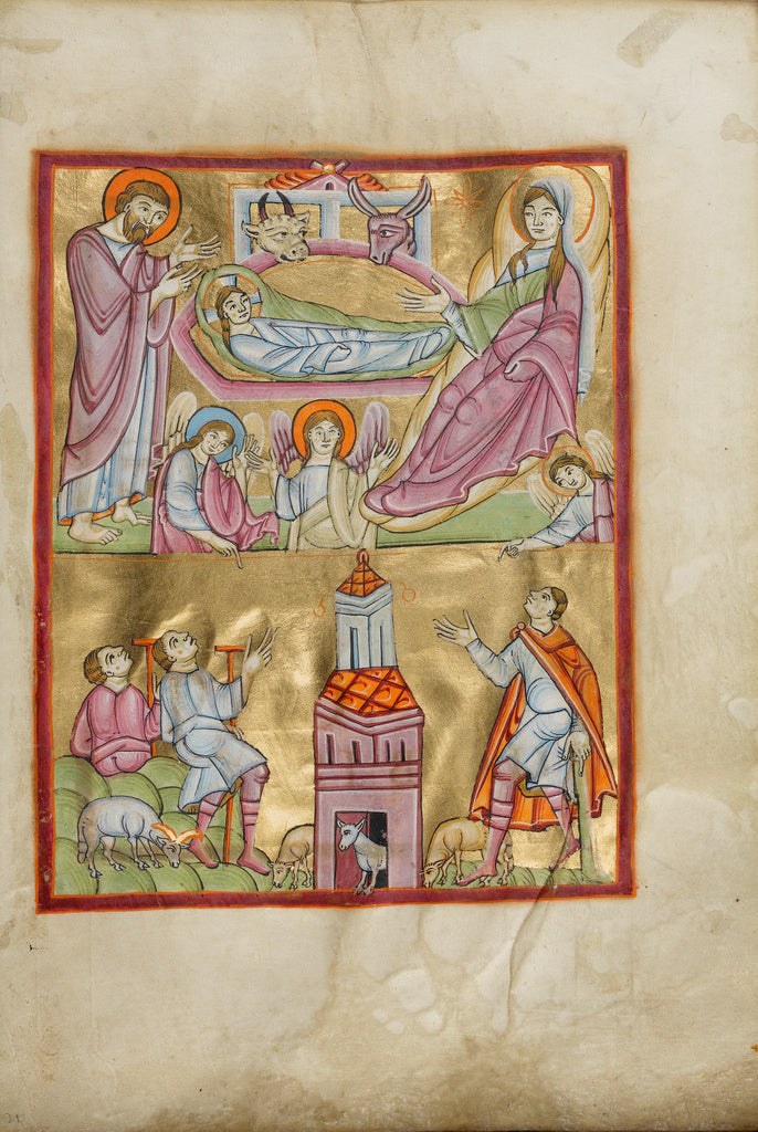 Unknown:The Nativity and The Annunciation to the Shepherds, Poster Print Wall Art