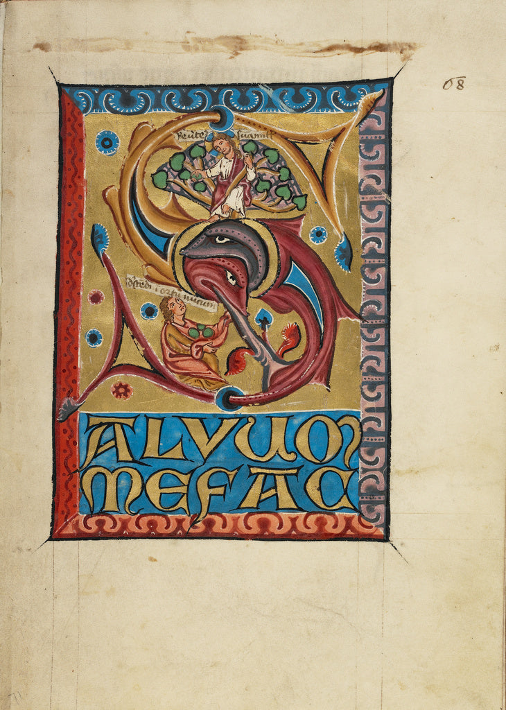 Unknown:Initial S: Christ as the Bridegroom with the Bride, Poster Print Wall Art