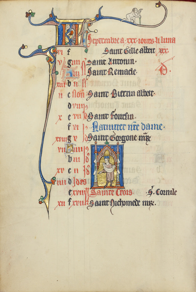 Unknown:Calendar Page for September; Sowing, Poster Print Wall Art