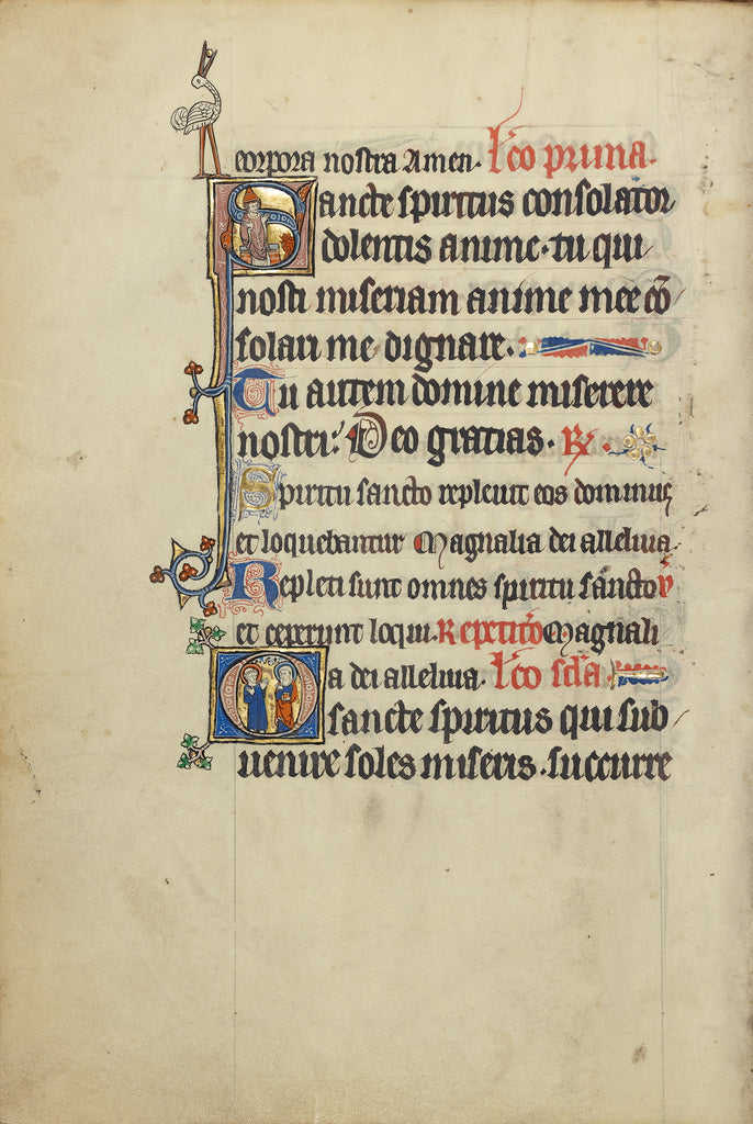 Unknown:Initial S: A Bishop before a Fire; Initial O: A Nimb, Poster Print Wall Art