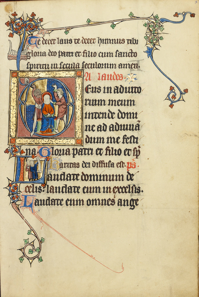 Unknown:Initial A: The Mocking of Christ; Initial L: Two Men, Poster Print Wall Art