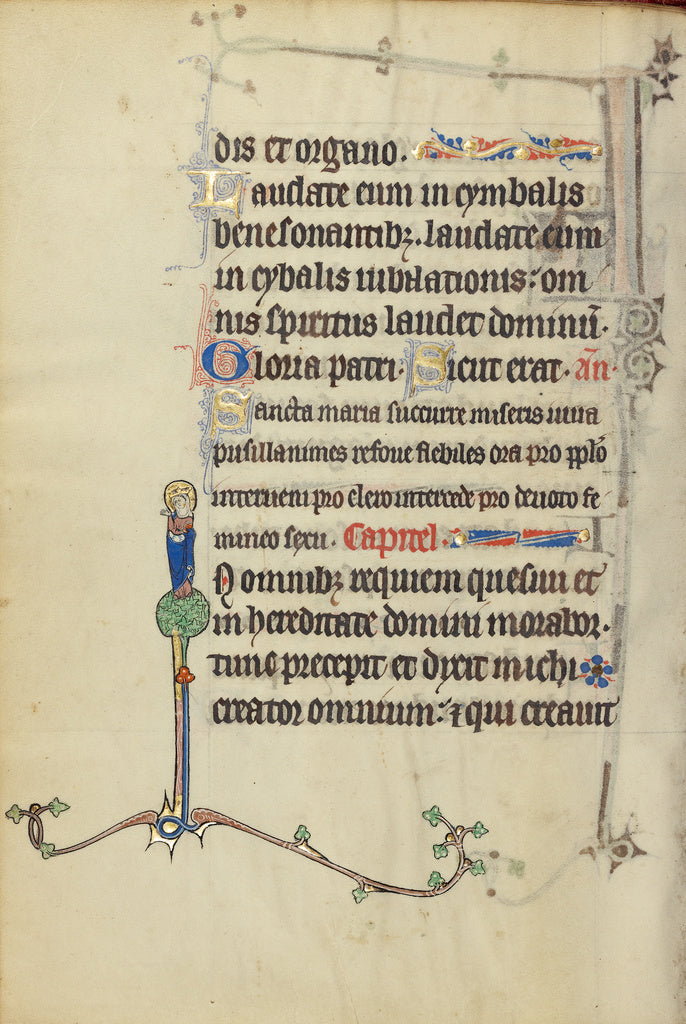 Unknown:Initial I: The Virgin Mary with a Book, Poster Print Wall Art