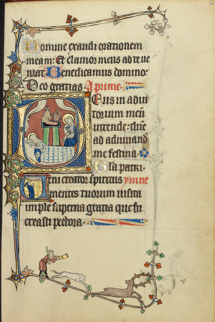 Unknown:Initial D: The Nativity; Initial V: A Monk in Prayer, Poster Print Wall Art