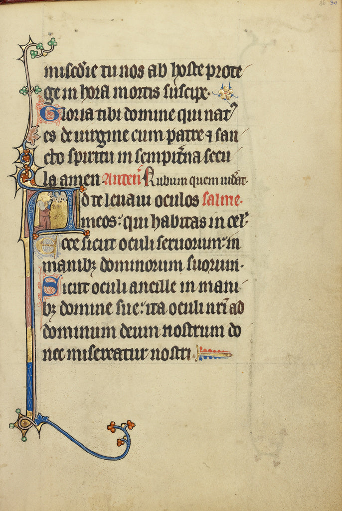 Unknown:Initial A: A Kneeling Woman Praying to Christ, Poster Print Wall Art