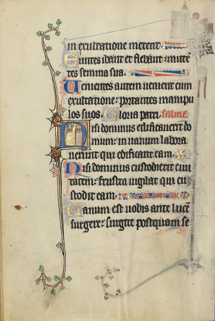 Unknown:Initial N: God in the Clouds before a Tower, Poster Print Wall Art