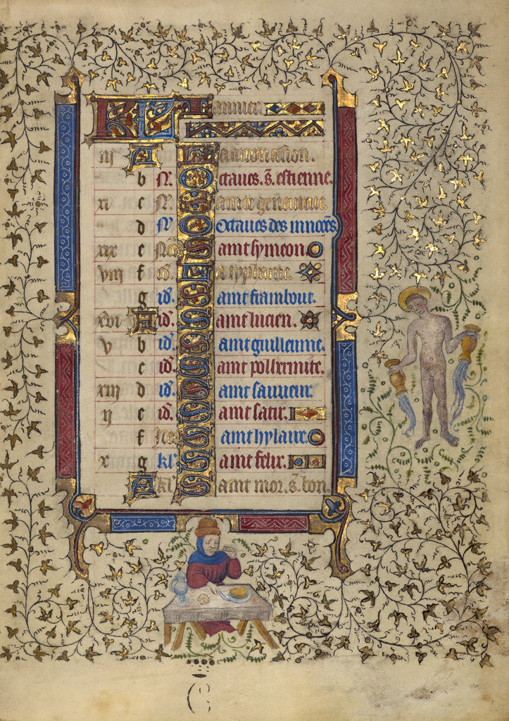 Egerton MasterFollower of the:Calendar Page for January; Fea, Poster Print Wall Art