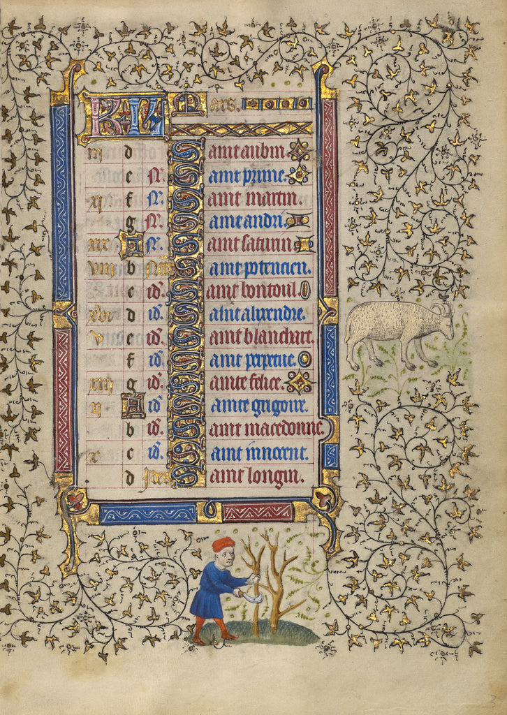 Egerton MasterFollower of the:Calendar Page for March; Pruni, Poster Print Wall Art
