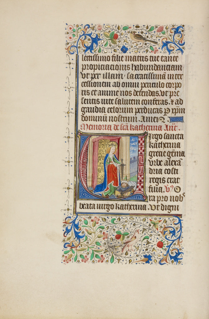 Master of the Llangattock Hours:Initial V: Saint Catherine H, Poster Print Wall Art