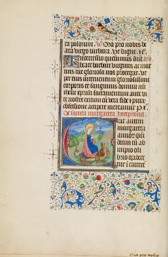 Master of the Llangattock Hours:Initial E: Saint Margaret an, Poster Print Wall Art