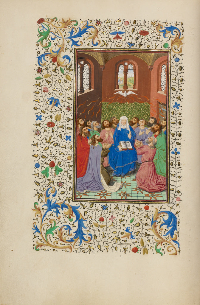Master of Wauquelin's Alexander or workshop:Pentecost, Poster Print Wall Art