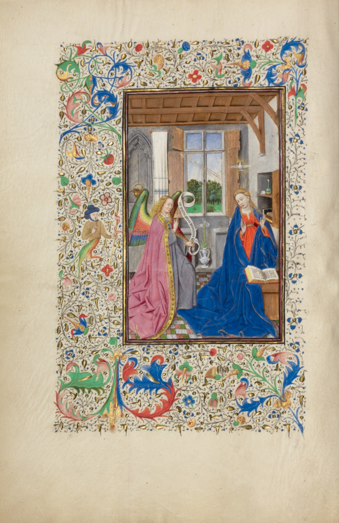 Master of the Llangattock Hours:The Annunciation, Poster Print Wall Art