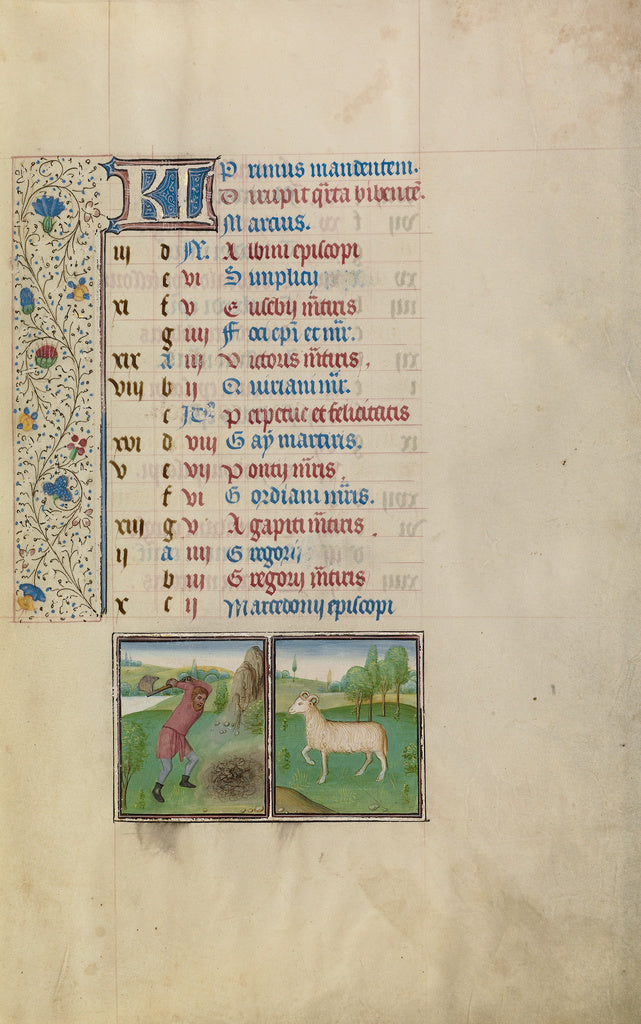 Willem VrelantWorkshop of:March Calendar Page; Working in a , Poster Print Wall Art
