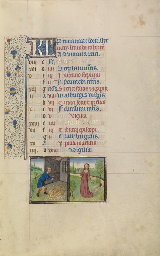 Willem VrelantWorkshop of:August Calendar Page; Threshing; V, Poster Print Wall Art