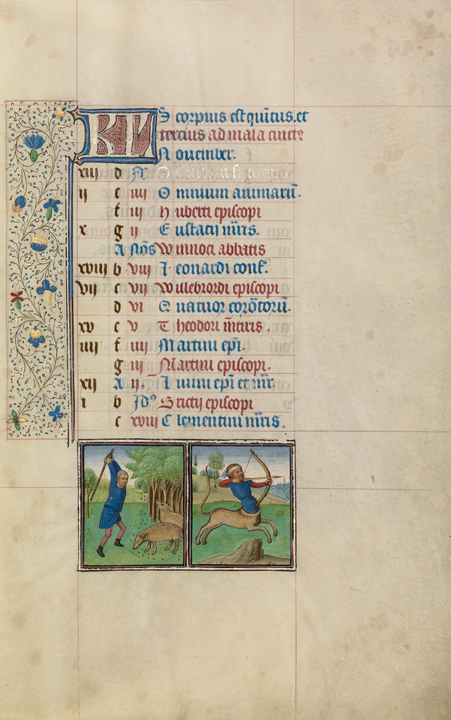 Willem VrelantWorkshop of:November Calendar Page; Gathering , Poster Print Wall Art